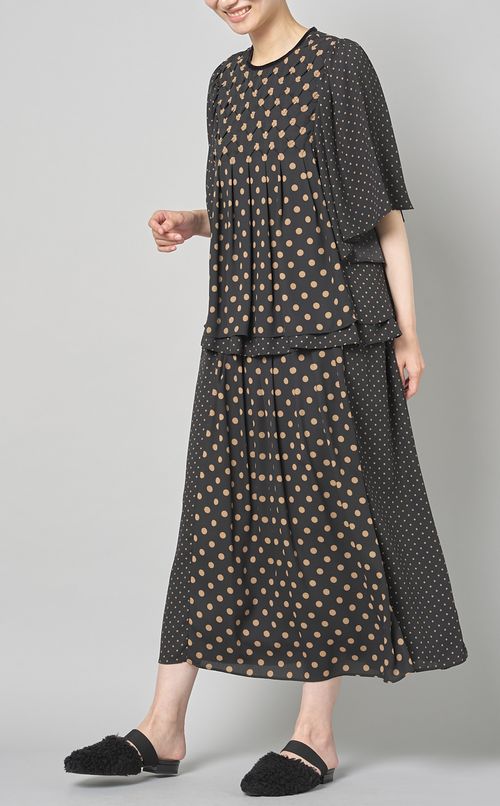 ミックスドットプリントブラウス