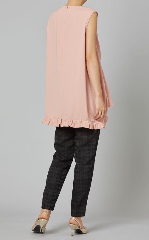 ノースリーブバックフリルブラウス