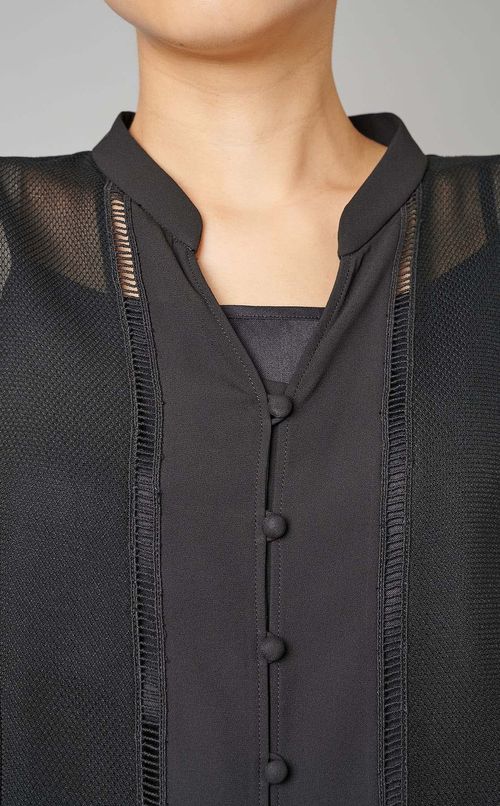 シアーノースリーブブラウス