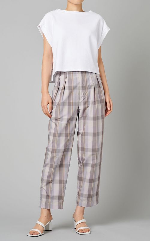 ハイウエストペグトップチェックパンツ