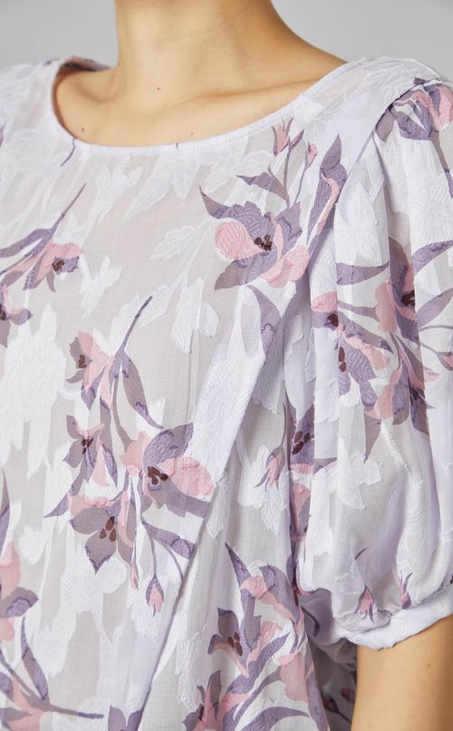 フラワープリントジャガードブラウス