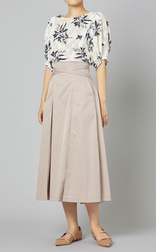 フラワープリントジャガードブラウス