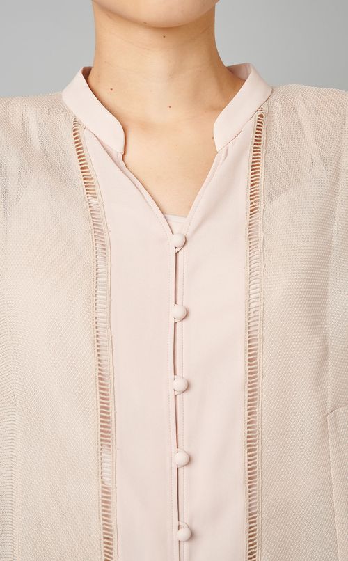 シアーノースリーブブラウス