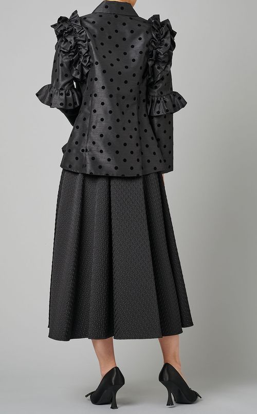 フリルスリーブパールドットプラウス