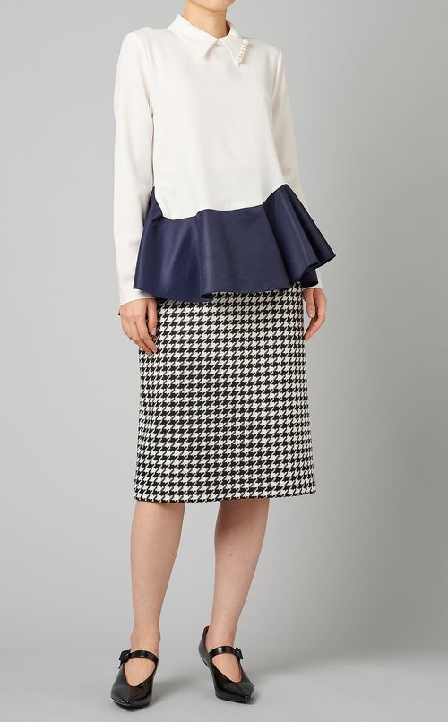 ハンドトゥース柄ペンシルスカート