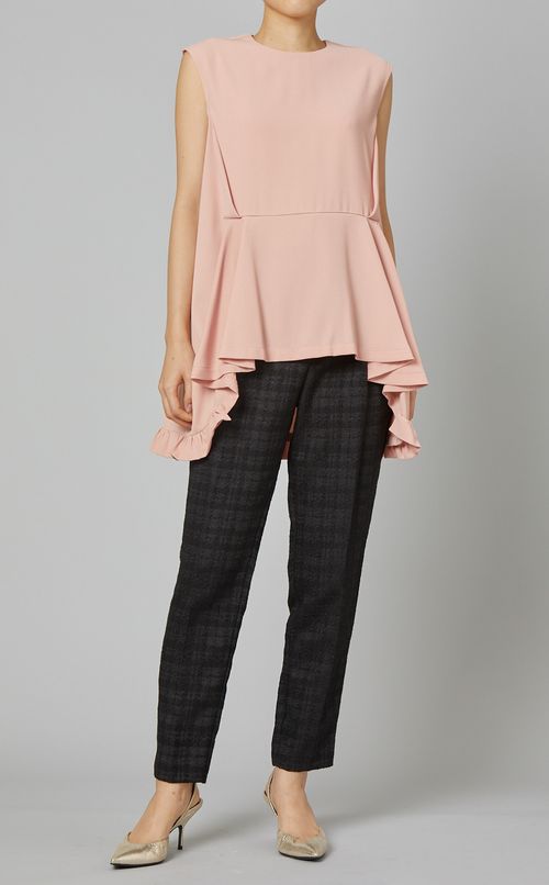 ノースリーブバックフリルブラウス