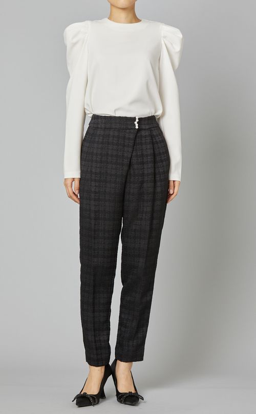 チェックテーパードパンツ