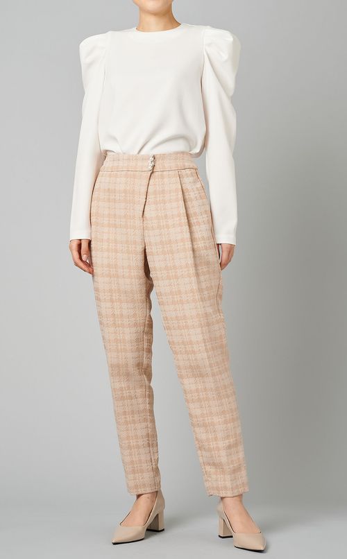 チェックテーパードパンツ