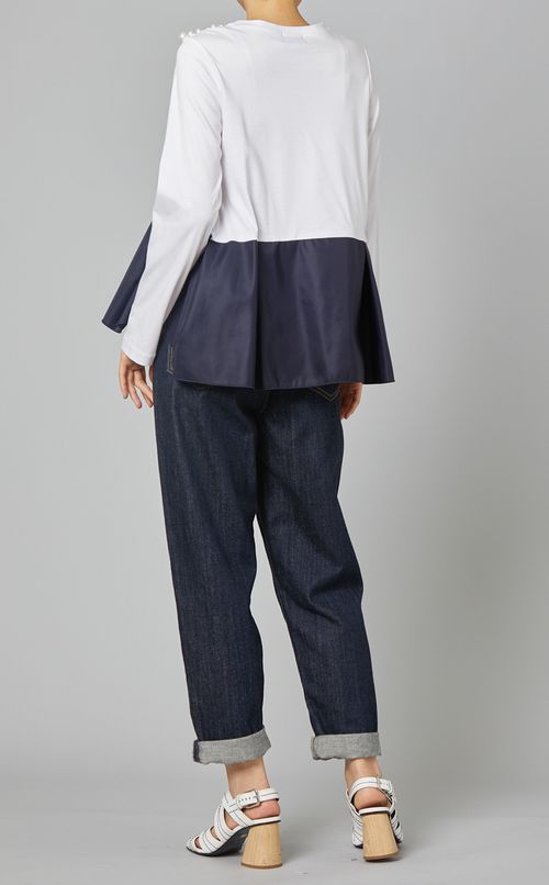 パールペプラムロングスリーブTシャツ