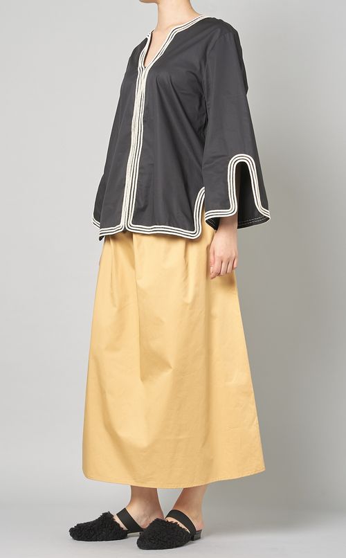 ラインテープコットンスモックブラウス