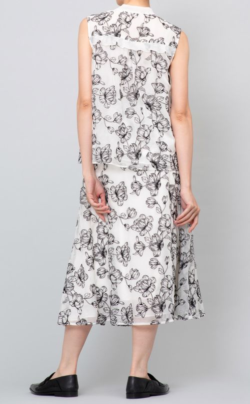 バイカラーフラワーボウタイブラウス