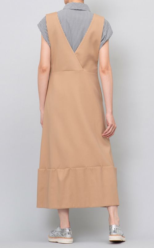 コットンVネックフレアワンピース