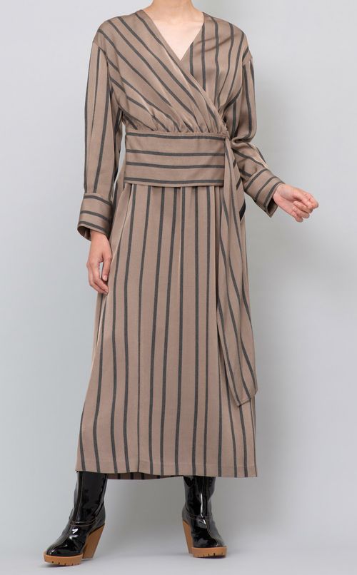 カシュクールストライプワンピース
