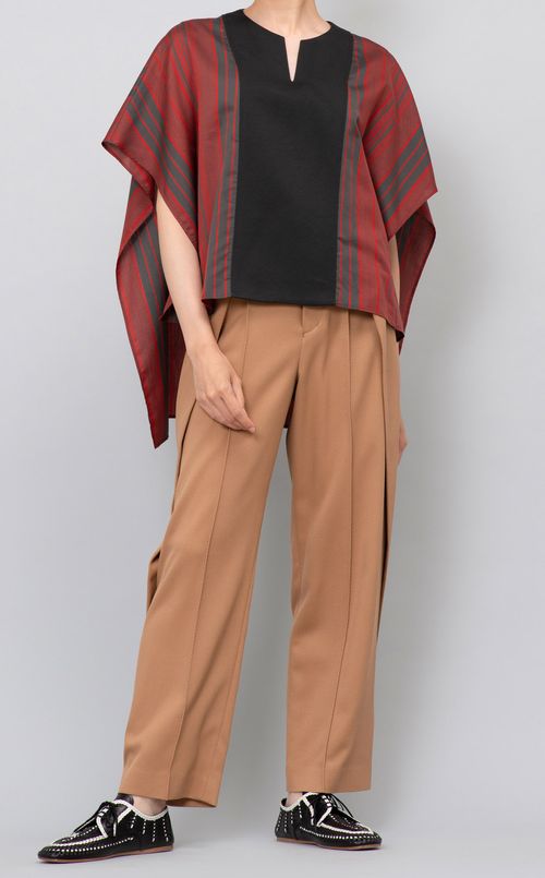 マルチストライプバックロングブラウス