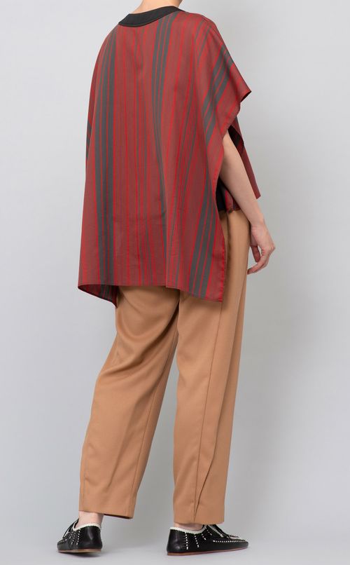 マルチストライプバックロングブラウス