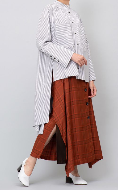 チェックサイドドレープスカート