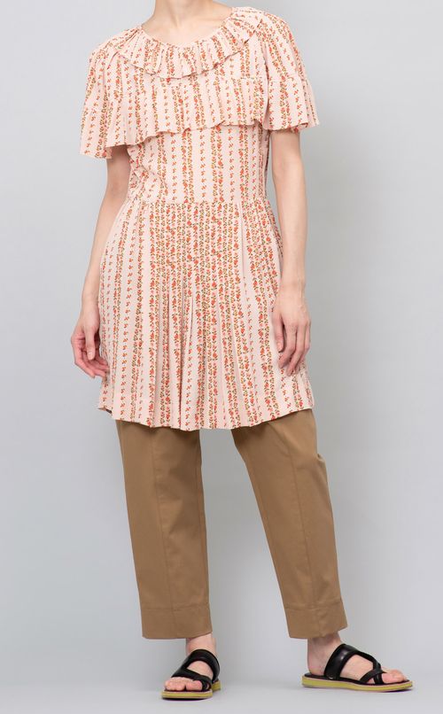 フラワープリントフリルワンピース