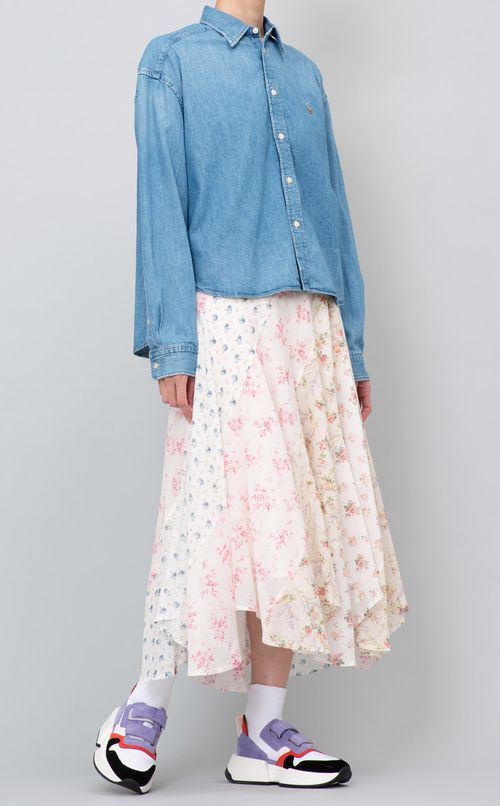 フラワープリントパッチワークスカート