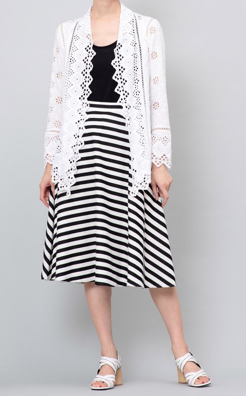 リネン混ボーダーフレアスカート