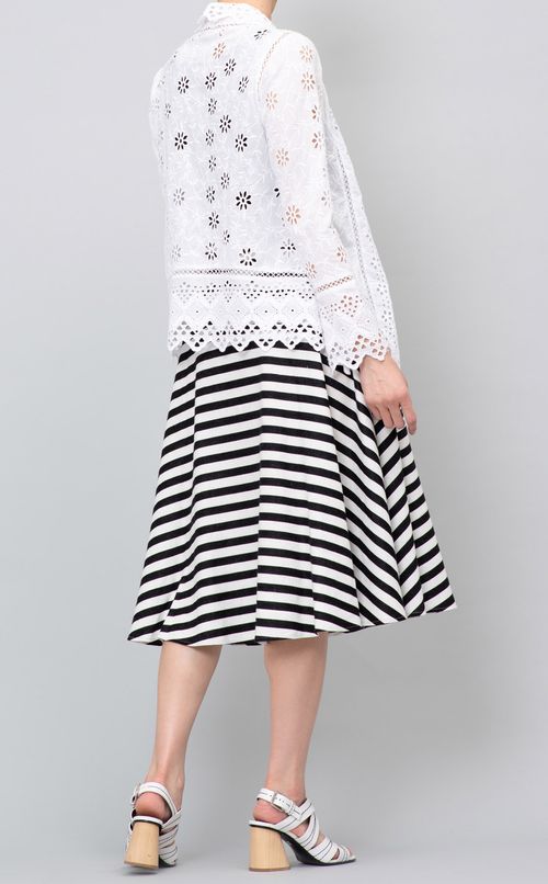 リネン混ボーダーフレアスカート