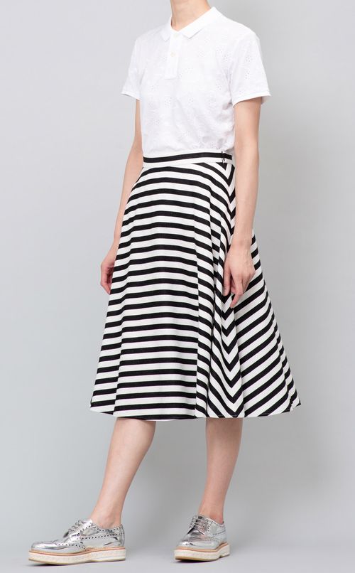 リネン混ボーダーフレアスカート