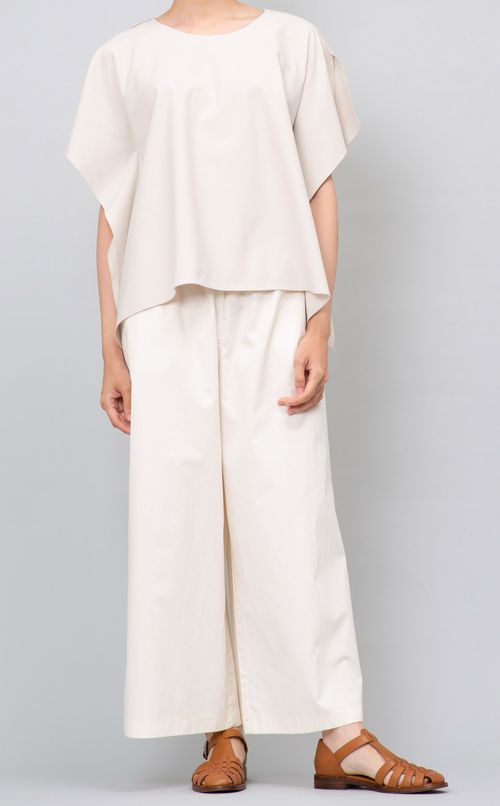 コットンリネンスリットブラウス