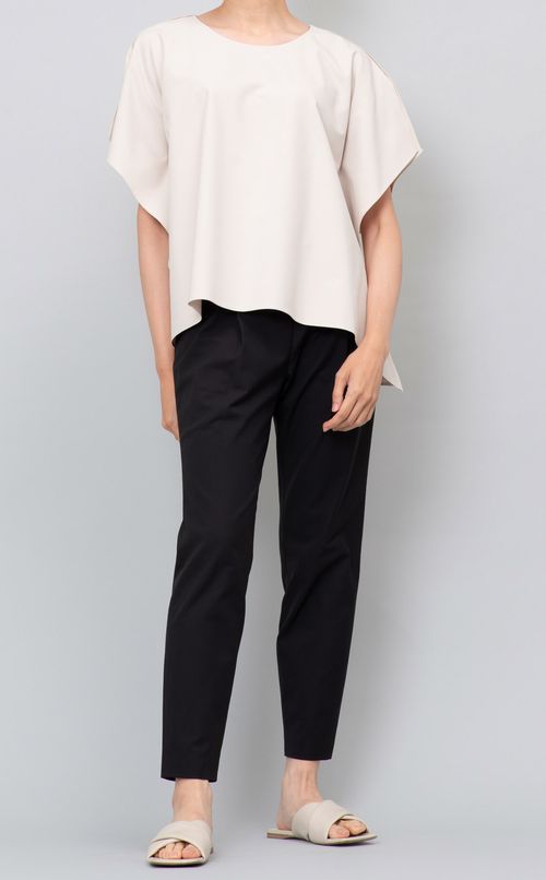 コットンリネンスリットブラウス