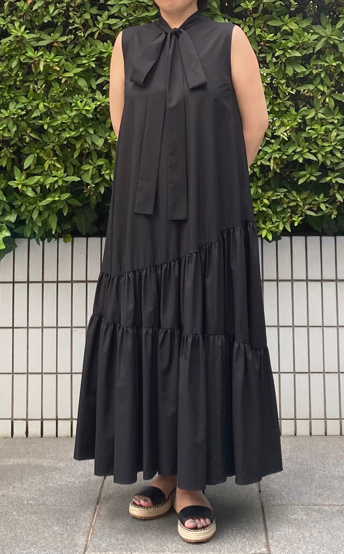 FRAY I.D｜タフタティアードワンピース