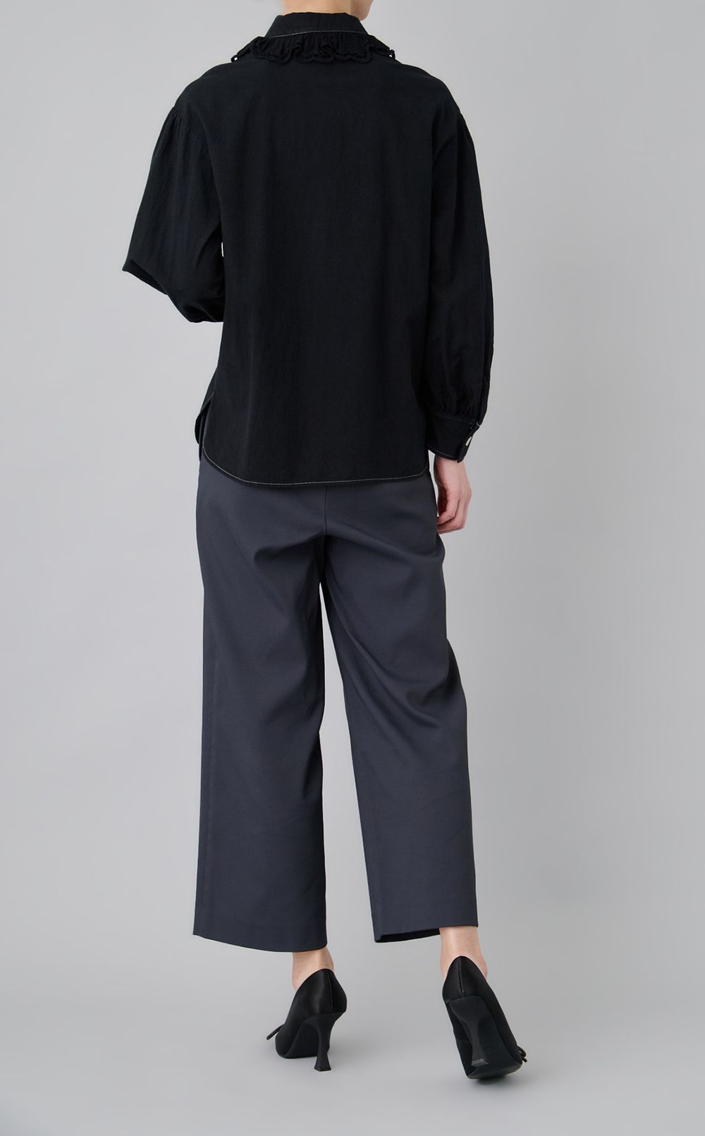 【reADdress】フリルカラーコットンシャツ