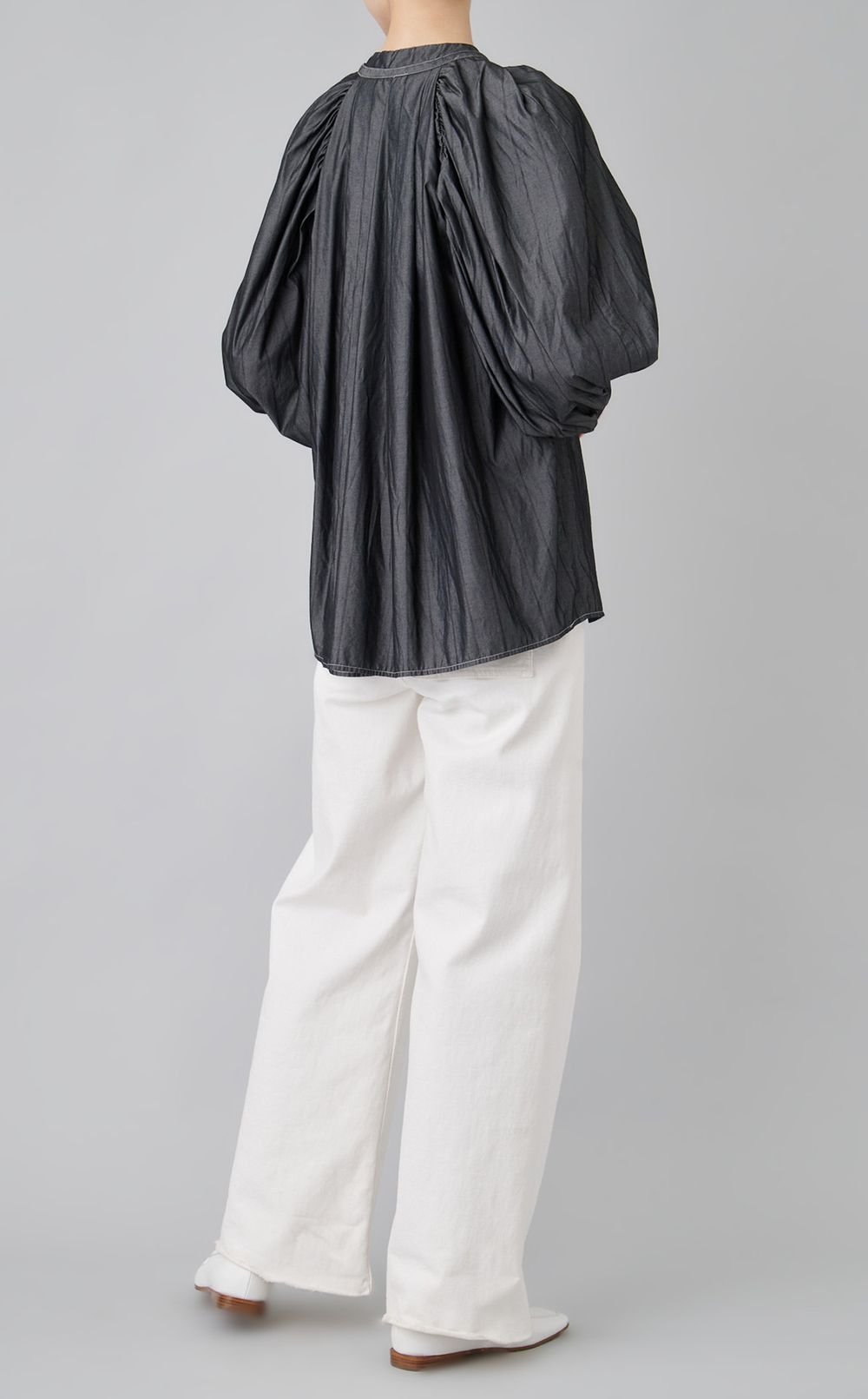 【reADdress】パフスリーブストライプブラウス