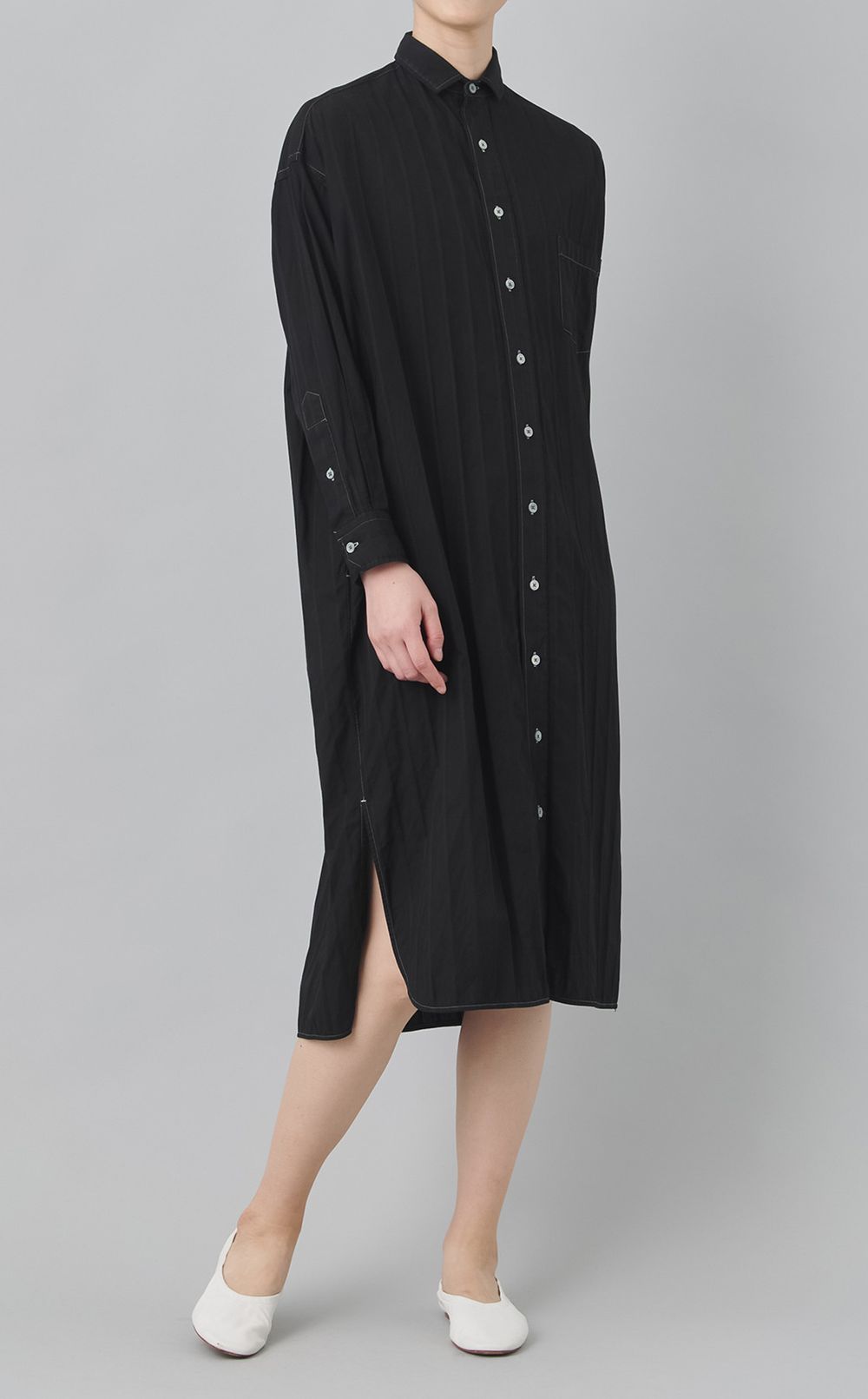 【reADdress】ストライプロングシャツワンピース