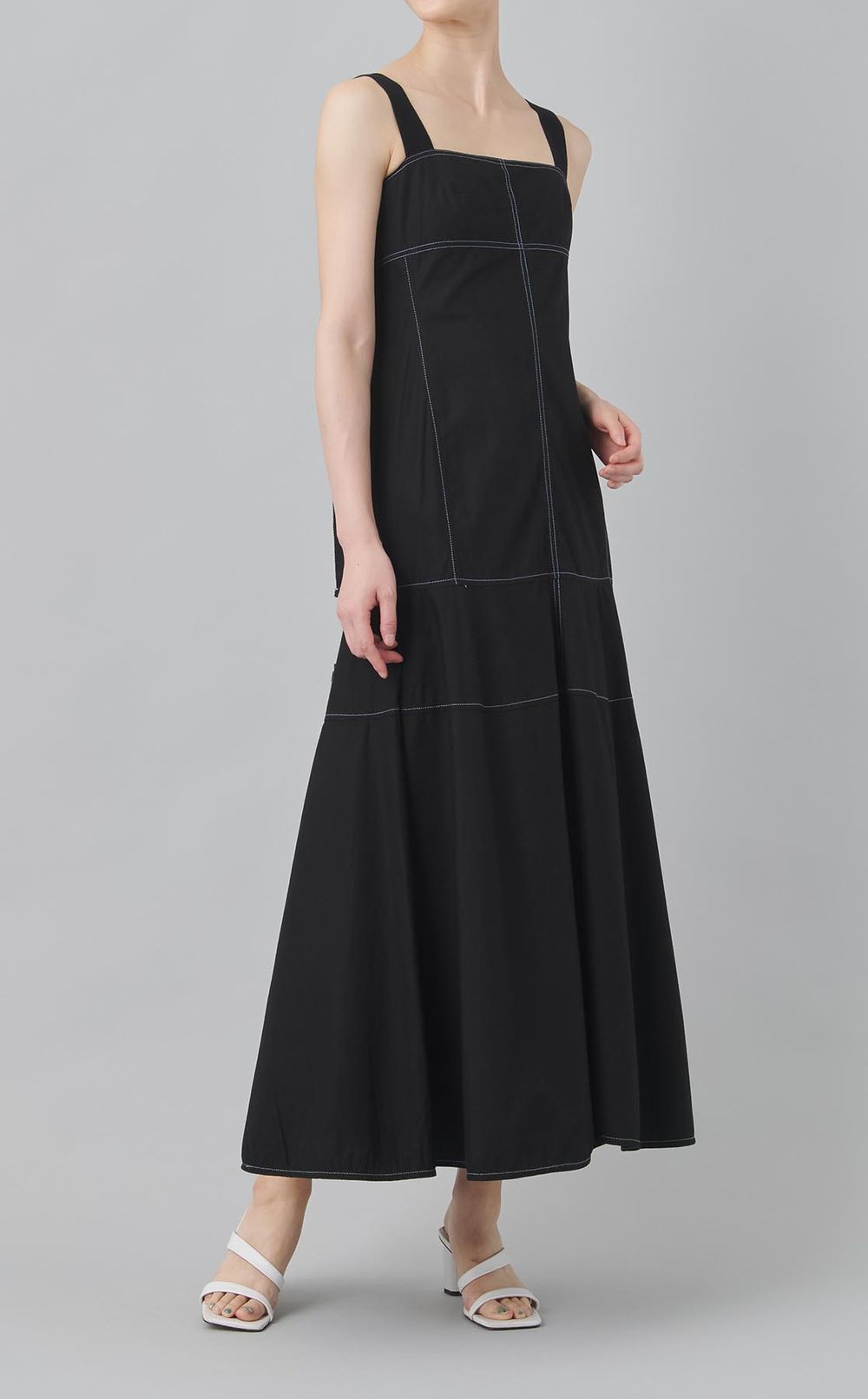 【reADdress】コットンストラップロングドレス