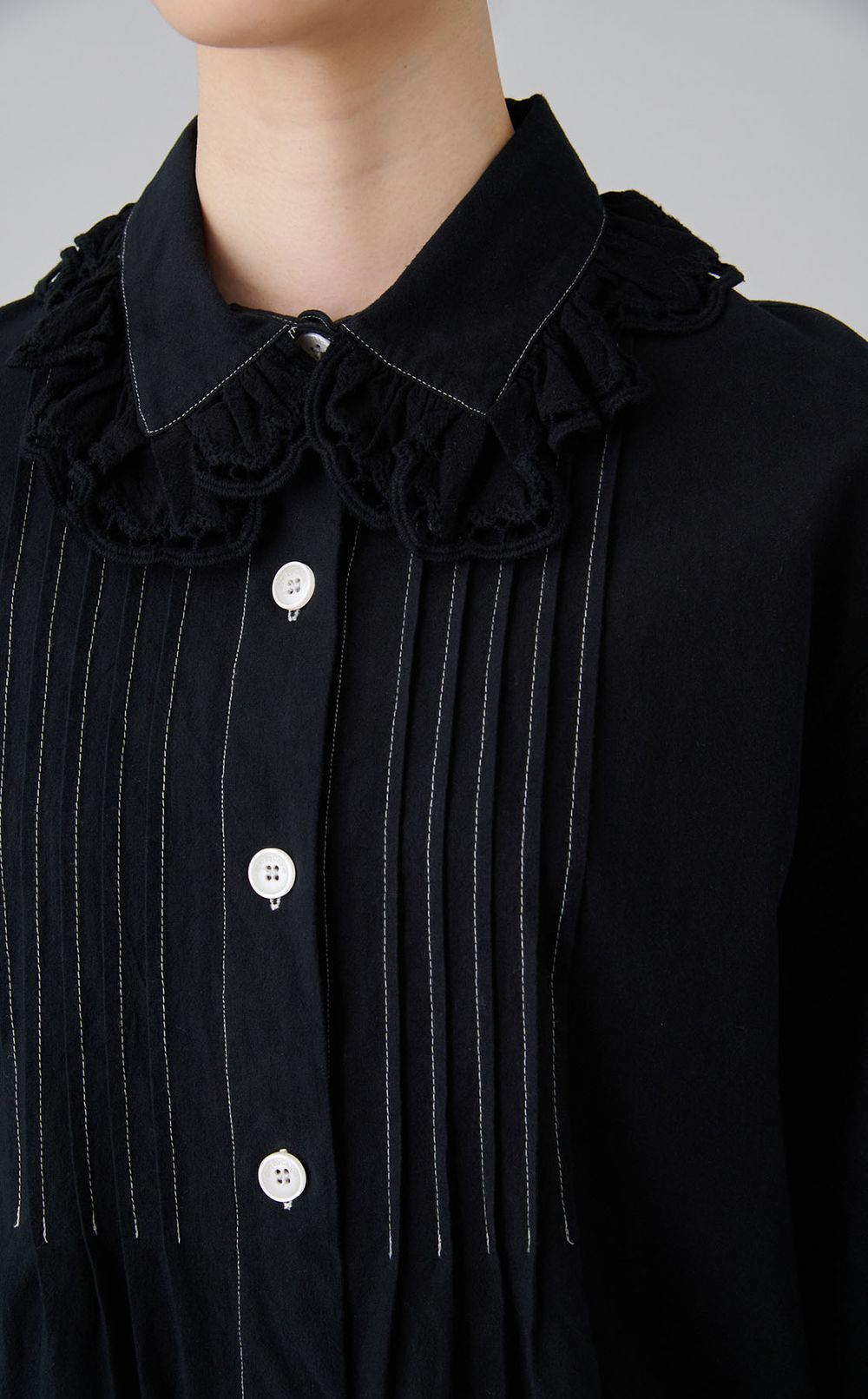 【reADdress】フリルカラーコットンシャツ