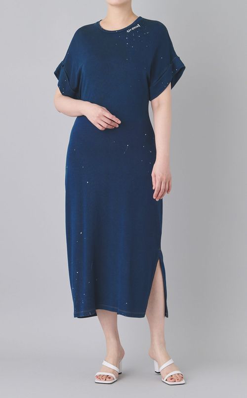 藍染クラッシュ加工ジャージードレス