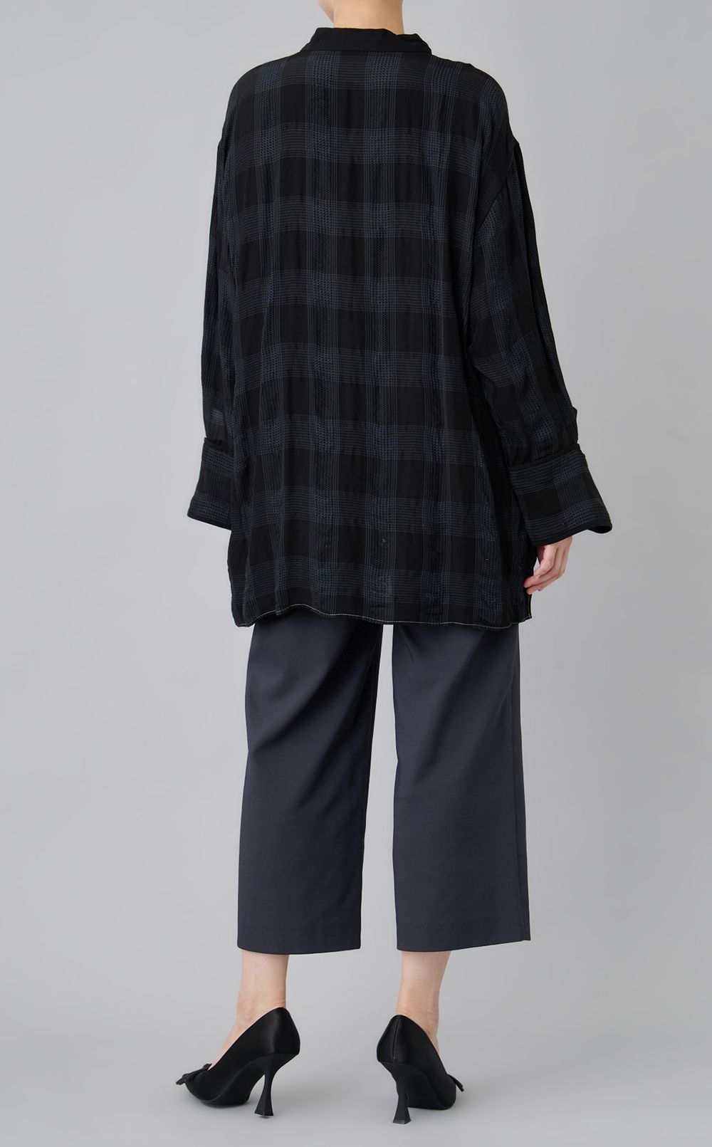 【reADdress】ジャガードチェックロングブラウス