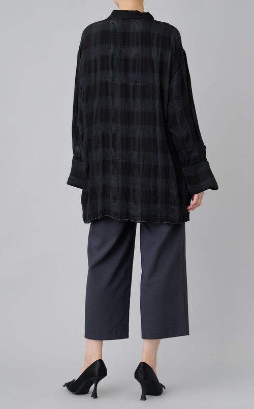 【reADdress】ジャガードチェックロングブラウス