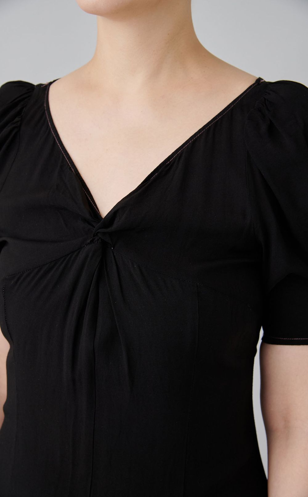 【reADdress】ラインフラワースリーブタックワンピース