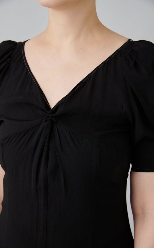 【reADdress】ラインフラワースリーブタックワンピース