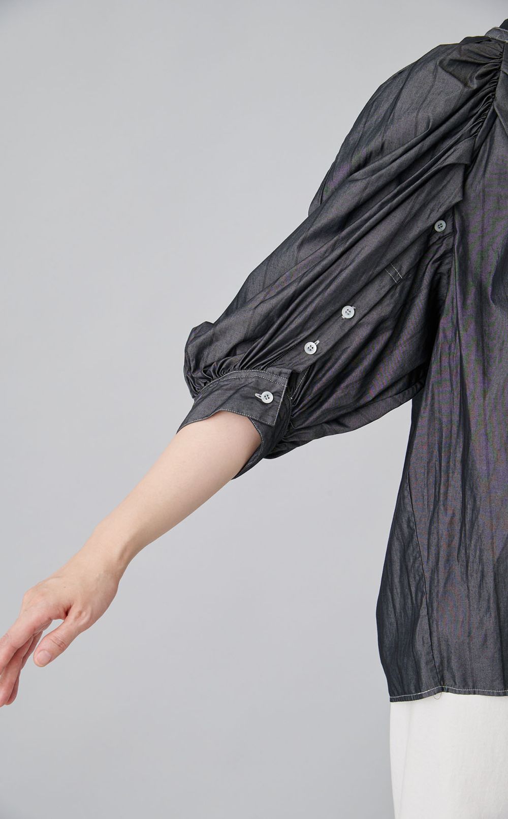 【reADdress】パフスリーブストライプブラウス