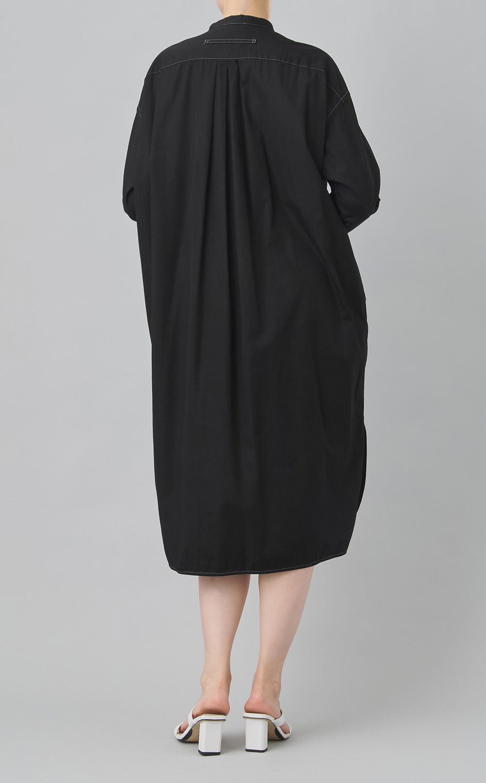 【reADdress】ノーカラーロングシャツワンピース