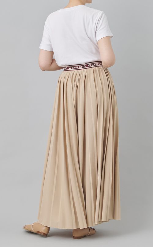 ロゴウエストロングプリーツスカート