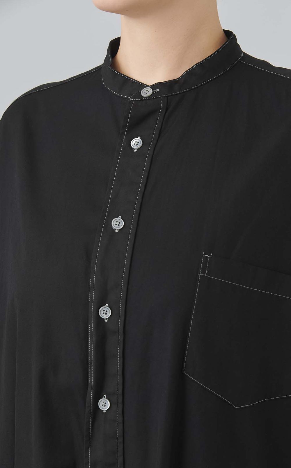 【reADdress】ノーカラーロングシャツワンピース