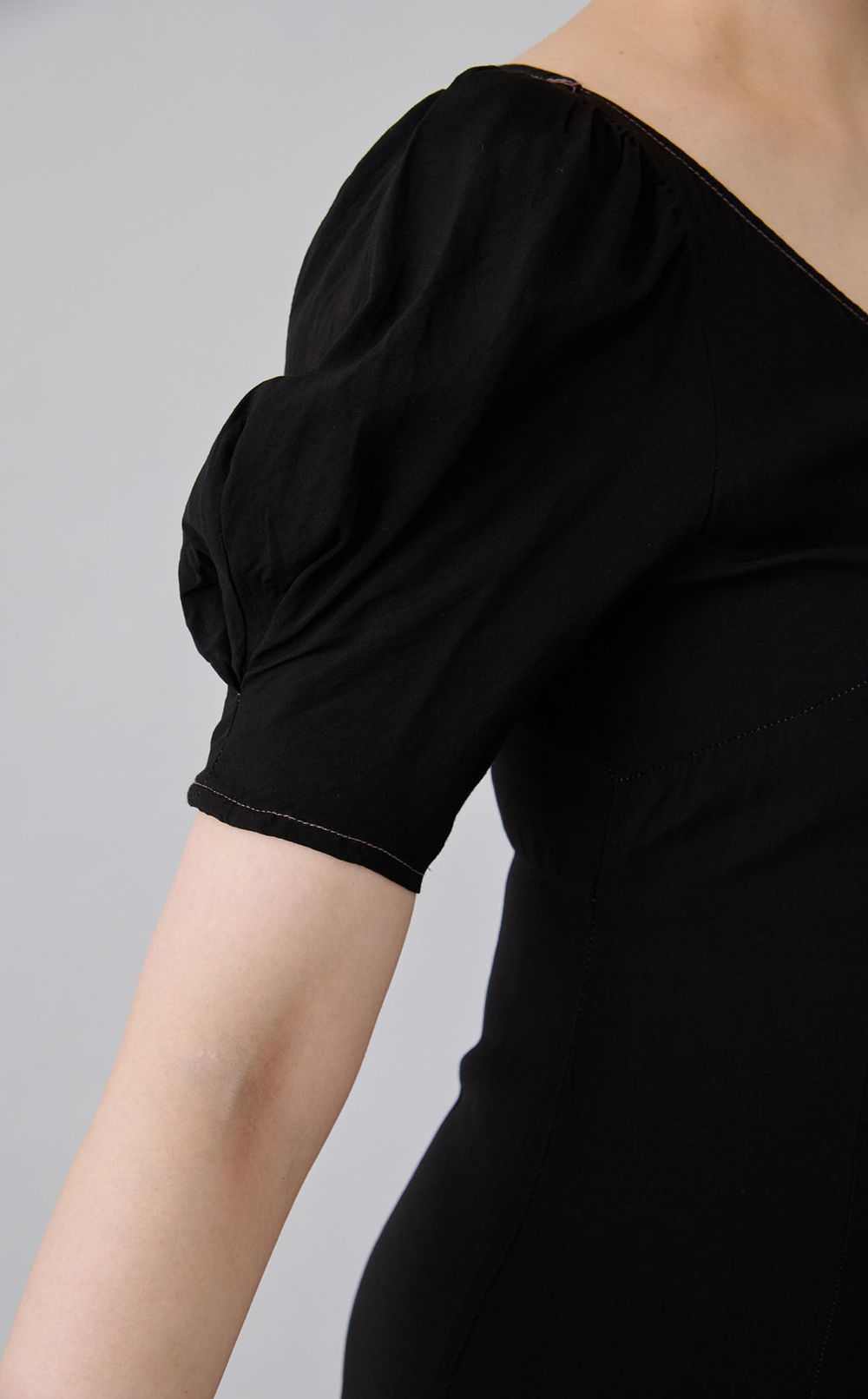 【reADdress】ラインフラワースリーブタックワンピース