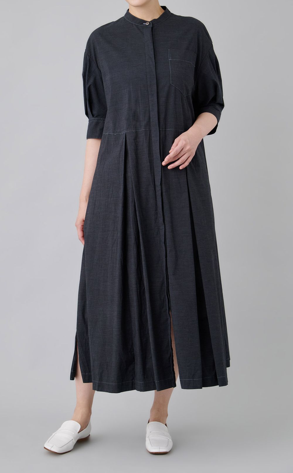 【reADdress】ストレッチブロードシャツワンピース