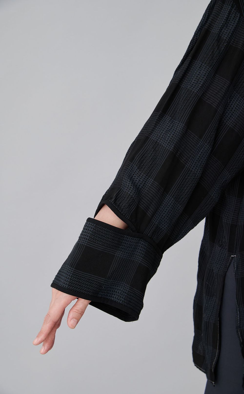 【reADdress】ジャガードチェックロングブラウス