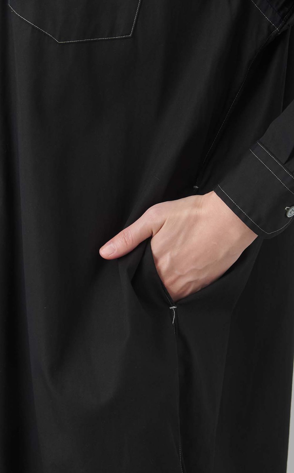 【reADdress】ノーカラーロングシャツワンピース