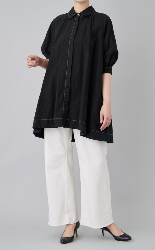 【reADdress】パフスリーブボタンダウンロングシャツ