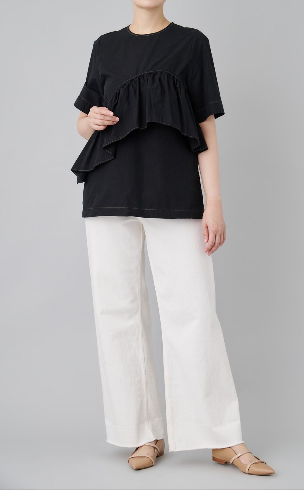 【reADdress】アシンメトリーラッフルTブラウス