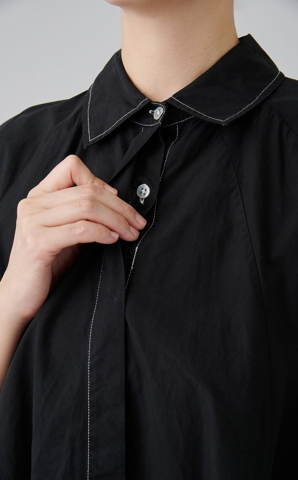 【reADdress】パフスリーブボタンダウンロングシャツ