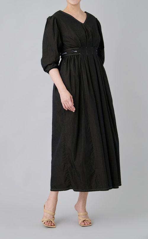 【reADdress】ギャザースリーブボタンベルトワンピース